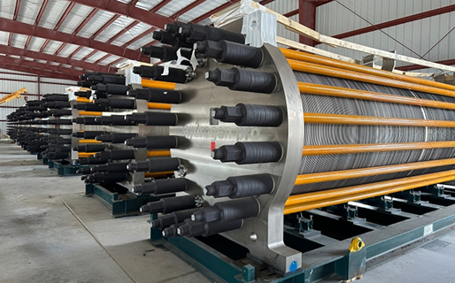 Pre-fabricated heat exchanger tube bundles in a Thermax manufacturing shed