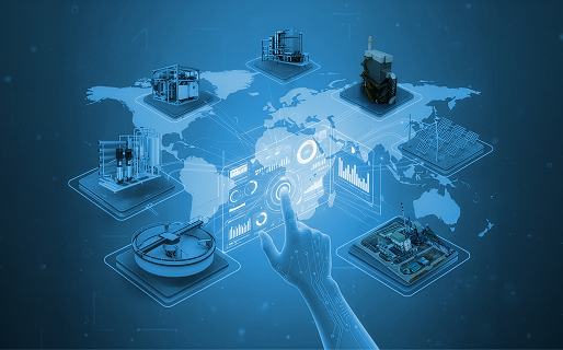 Digital world map graphic representing global connectivity